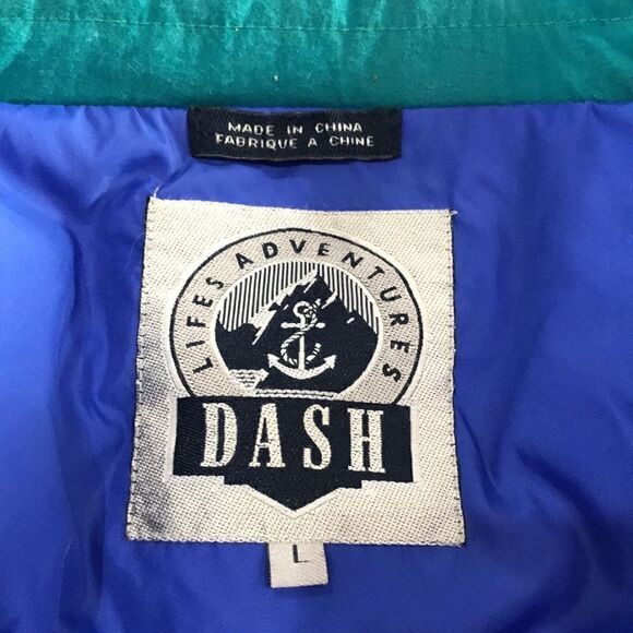 Dash Vintage Down Feather Women's Jacket, Large, Blue, Black, & Green - Picture 8 of 10